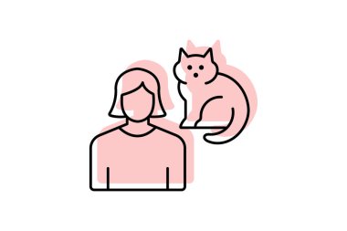 Anne ve Kedi simgesi, kedi, kedi, kedi, hayvan rengi ince çizgi ikonu, düzenlenebilir vektör simgesi, piksel mükemmel, illüstratör ai dosyası
