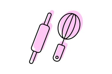 Karıştırıcı ve Fırınlama Araçları simgesi, pişirme, araçlar, mutfak, tencere rengi gölge ince simgesi, düzenlenebilir vektör simgesi, piksel mükemmel, illüstratör ai dosyası