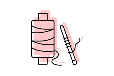 Örgü Şırıngaları ve İplik simgesi, iğneler, iplik, zanaat, hobi renk gölge inceliği simgesi, düzenlenebilir vektör simgesi, piksel mükemmel, illüstratör ai dosyası