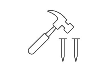 Çekiç ve Tırnak simgesi, çivi, araç, inşaat, diy ince simge, düzenlenebilir vektör simgesi, piksel mükemmel, illüstratör ai dosyası