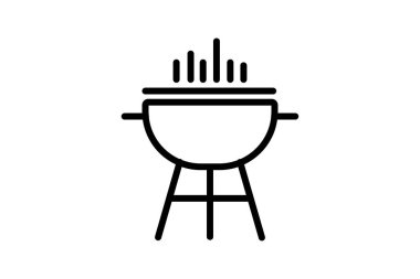 BBQ Grill simgesi, ızgara, barbekü, mangal, açık hava satırı simgesi, düzenlenebilir vektör simgesi, piksel mükemmel, illüstratör ai dosyası