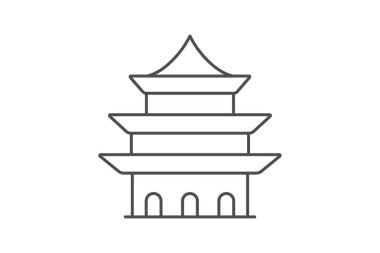 Pagoda simgesi, tapınak, mimari, Çince, kule ince çizgi simgesi, düzenlenebilir vektör simgesi, piksel mükemmel, illüstratör ai dosyası