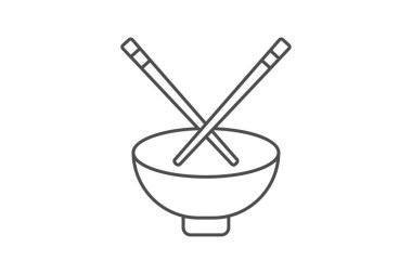 Çubuk simgesi, yemek, yemek, Çince, çatal bıçak çizgisi simgesi, düzenlenebilir vektör simgesi, piksel mükemmel, illüstratör ai dosyası