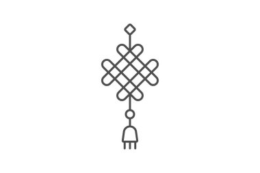 Çin düğümü simgesi, Çince, dekorasyon, sembol, şans çizgisi simgesi, düzenlenebilir vektör simgesi, piksel mükemmel, illüstratör ai dosyası