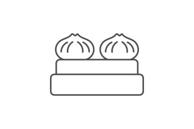 Hamur köftesi ikonu, yemek, Çince, mutfak, geleneksel ince çizgi ikonu, düzenlenebilir vektör ikonu, piksel mükemmel, çizer ai dosyası