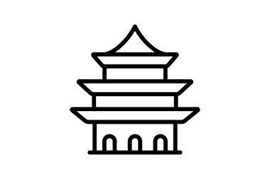 Pagoda simgesi, tapınak, mimari, Çince, kule hattı simgesi, düzenlenebilir vektör simgesi, piksel mükemmel, illüstratör ai dosyası