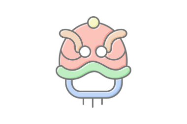 Aslan Dansı simgesi, dans, performans, Çince, geleneksel doğrusal renk simgesi, düzenlenebilir vektör simgesi, piksel mükemmel, illüstratör ai dosyası