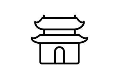 Tapınak ikonu, Çince, din, Budizm, mimari çizgi ikonu, düzenlenebilir vektör ikonu, piksel mükemmel, illüstratör ai dosyası
