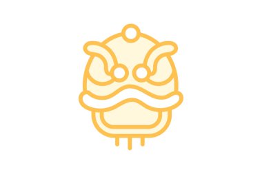 Aslan Dansı simgesi, dans, performans, Çince, geleneksel duoton satır simgesi, düzenlenebilir vektör simgesi, piksel mükemmel, illüstratör ai dosyası