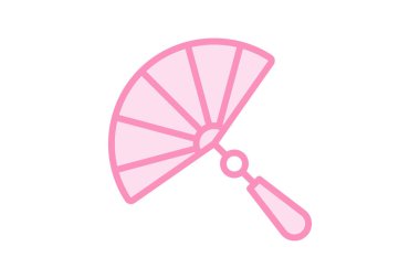 Kırmızı Fan simgesi, kırmızı, Çince, dekorasyon, kültür duoton çizgi simgesi, düzenlenebilir vektör simgesi, piksel mükemmel, illüstratör ai dosyası