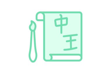 Çin Kaligrafi simgesi, Çince, yazı, sanat, fırça duoton satır simgesi, düzenlenebilir vektör simgesi, piksel mükemmel, illüstratör ai dosyası