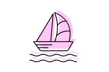 Geleneksel tekne simgesi, geleneksel, Çince, su, nehir rengi gölge inceltme simgesi, düzenlenebilir vektör simgesi, piksel mükemmel, illüstratör ai dosyası