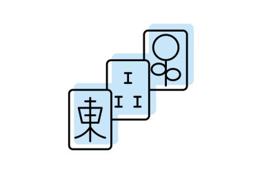 Mahjong Döşeme simgesi, fayanslar, oyun, Çince, oynat renk gölge inceliği simgesi, düzenlenebilir vektör simgesi, piksel mükemmel, illüstratör ai dosyası