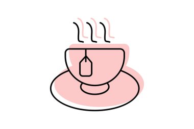 Çay ikonu, çay, fincan, içecek, Çince renk gölge inceliği simgesi, düzenlenebilir vektör simgesi, piksel mükemmel, illüstratör ai dosyası