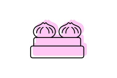 Hamur köftesi ikonu, yemek, Çince, mutfak, geleneksel renk gölge inceliği ikonu, düzenlenebilir vektör ikonu, piksel mükemmel, illüstratör ai dosyası