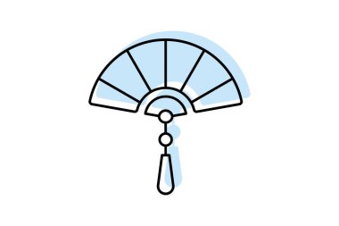 Geleneksel hayran simgesi, geleneksel kültür, Çince, tasarım rengi gölge inceliği simgesi, düzenlenebilir vektör simgesi, piksel mükemmel, illüstratör ai dosyası