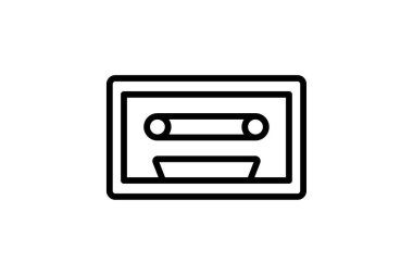 Cassette simgesi, teyp, müzik, ses, ses satırı simgesi, düzenlenebilir vektör simgesi, piksel mükemmel, illüstratör ai dosyası