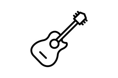 Gitar simgesi, müzik, enstrüman, oyun, akustik satır simgesi, düzenlenebilir vektör simgesi, piksel mükemmel, illüstratör ai dosyası