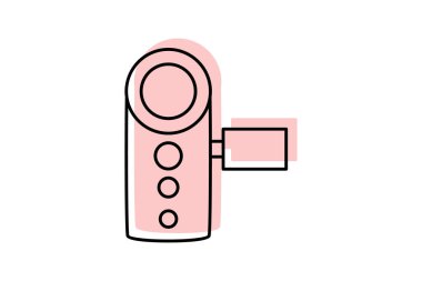 El kamerası simgesi, kamera, video, kamera, el bilgisayarı, el feneri inceliği simgesi, düzenlenebilir vektör simgesi, piksel mükemmel, illüstratör ai dosyası