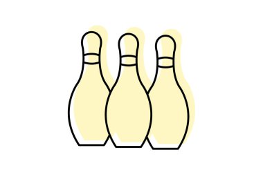 Bowling ikonu, kase, oyun, spor, pin rengi gölge inceliği simgesi, düzenlenebilir vektör simgesi, piksel mükemmel, illüstratör ai dosyası