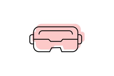 Vr Gözlük simgesi, gözlük, sanal, gerçeklik, kulaklık, gölge ince simgesi, düzenlenebilir vektör simgesi, piksel mükemmel, illüstratör ai dosyası