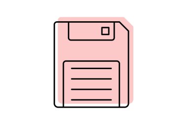 Disket simgesi, disk, depolama, veri, bilgisayar rengi ince çizgi simgesi, düzenlenebilir vektör simgesi, piksel mükemmel, illüstratör ai dosyası