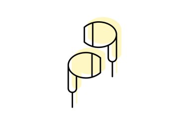 Elsiz simge, kulaklık, kulaklık, bluetooth, kablosuz renk gölge ince simgesi, düzenlenebilir vektör simgesi, piksel mükemmel, illüstratör ai dosyası