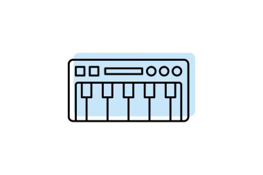 Piyano simgesi, klavye, enstrüman, müzik, anahtarlar, gölge inceliği simgesi, düzenlenebilir vektör simgesi, piksel mükemmel, illüstratör ai dosyası