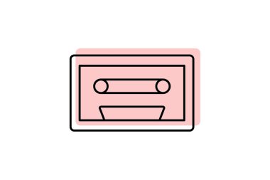 Kaset simgesi, teyp, müzik, ses, ses, gölge inceliği simgesi, düzenlenebilir vektör simgesi, piksel mükemmel, illüstratör ai dosyası