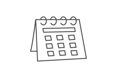 Takvim simgesi, zamanlama, zaman çizelgesi, ajanda, planlayıcı ince çizgi simgesi, düzenlenebilir vektör simgesi, piksel mükemmel, illüstratör ai dosyası