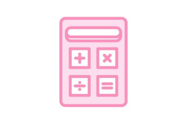Hesap makinesi simgesi, matematik, hesaplama, sayılar, duoton satır simgesi ekleme, düzenlenebilir vektör simgesi, piksel mükemmel, çizer ai dosyası