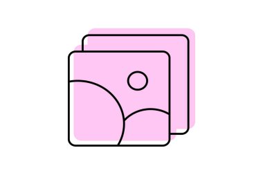 Fotoğraf Galerisi simgesi, galeri, resimler, resimler, koleksiyon rengi ince çizgi simgesi, düzenlenebilir vektör simgesi, piksel mükemmel, illüstratör ai dosyası