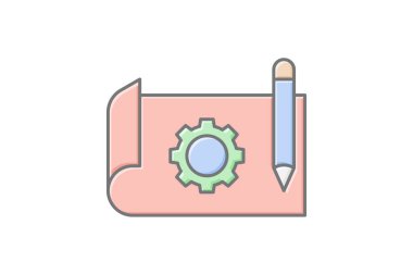 Prototip simgesi, tasarım, model, model, konsept doğrusal renk simgesi, düzenlenebilir vektör simgesi, piksel mükemmel, çizer ai dosyası