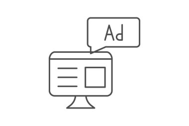 Ad Konum simgesi, konum, reklam, çevrimiçi, dijital ince çizgi simgesi, düzenlenebilir vektör simgesi, piksel mükemmel, illüstratör ai dosyası