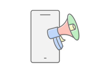 Mobil Ad simgesi, reklam, çevrimiçi, dijital doğrusal renk simgesi, düzenlenebilir vektör simgesi, piksel mükemmel, illüstratör ai dosyası