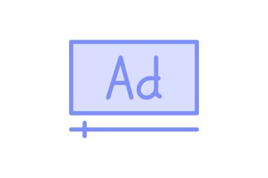 Ad yerleştirme simgesi, yerleştirme, reklam, çevrimiçi, dijital duotone satır simgesi, düzenlenebilir vektör simgesi, piksel mükemmel, illüstratör ai dosyası