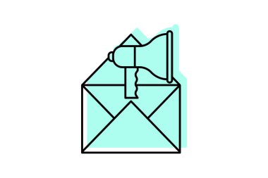 E- posta Ad simgesi, ad, reklam, çevrimiçi, dijital renk gölge ince simgesi, düzenlenebilir vektör simgesi, piksel mükemmel, illüstratör ai dosyası