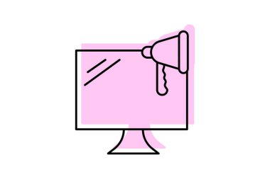 Dijital Reklam simgesi, reklamcılık, çevrimiçi, pazarlama, dijital pazarlama renk gölge çizgisi simgesi, düzenlenebilir vektör simgesi, piksel mükemmel, illüstratör ai dosyası