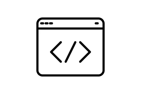 Editor Código Icono Editor Editar Programación Icono Línea Desarrollo Icono — Vector de stock