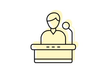 Motivasyon Sözcüsü simgesi, konuşmacı, motivasyon, liderlik, ilham rengi gölge ince simgesi, düzenlenebilir vektör simgesi, piksel mükemmel, illüstratör ai dosyası