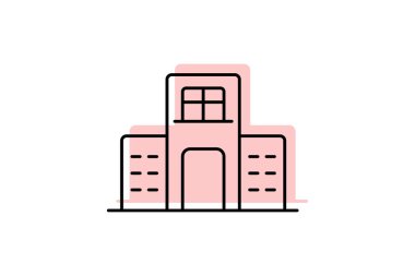 Ticari bina simgesi, sistem, enerji, güç, güneş, düzenlenebilir vektör, piksel mükemmel, illüstratör ai dosyası