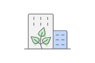 Sürdürülebilir bina simgesi, enerji, endüstri, güç, yenilenebilir, düzenlenebilir vektör, piksel mükemmel, illüstratör ai dosyası