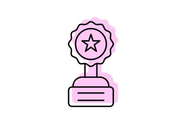 Mükemmellik Ödülü ikonu, ödülü, tanınması, başarısı, onuru, düzenlenebilir vektörü, pikseli mükemmel, illüstratör ai dosyası