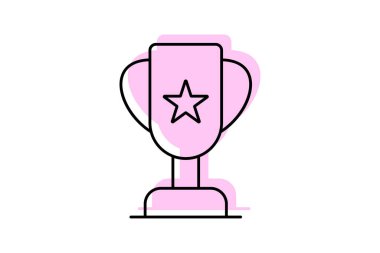 Başarı Ödülü ikonu, kupa, ödül, tanınma, onur, düzenlenebilir vektör, piksel mükemmel, illüstratör ai dosyası