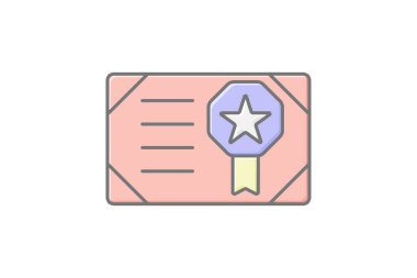 Başarı Sertifikası simgesi, sertifika, ödül, tanınma, onur, düzenlenebilir vektör, piksel mükemmel, illüstratör ai dosyası