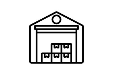Depo simgesi, depolama, lojistik, dağıtım, envanter, düzenlenebilir vektör, piksel mükemmel, illüstratör ai dosyası