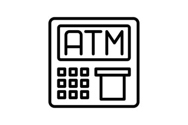 ATM Makine simgesi, makine, para, bankacılık, finans, düzenlenebilir vektör, piksel mükemmel, illüstratör ai dosyası