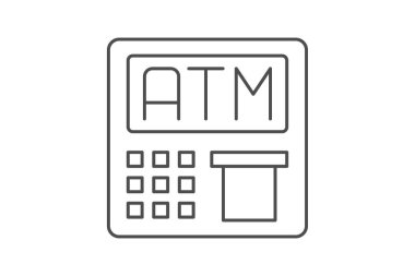 ATM Makine simgesi, makine, para, bankacılık, finans, düzenlenebilir vektör, piksel mükemmel, illüstratör ai dosyası