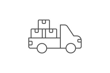 Kargo kamyonu simgesi, kamyon, ulaşım, araç, lojistik, düzenlenebilir vektör, piksel mükemmel, illüstratör ai dosyası