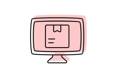 Çevrimiçi Lojistik simgesi, lojistik, e-ticaret, dijital, internet, düzenlenebilir vektör, piksel mükemmel, illüstratör ai dosyası